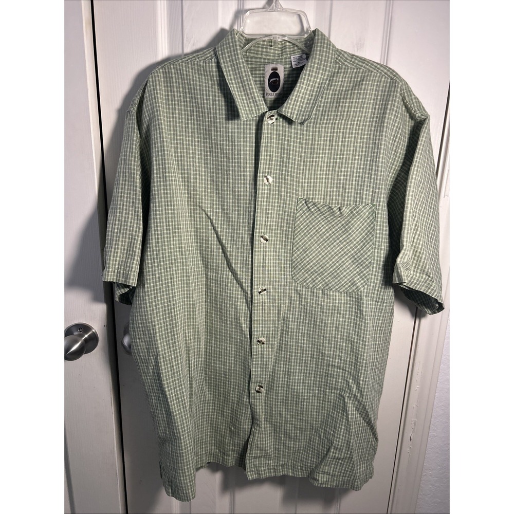 Bugle Boy Shirt Mens XL Green Plaid Button Up Vintage‎ Cotton 90s Casual
